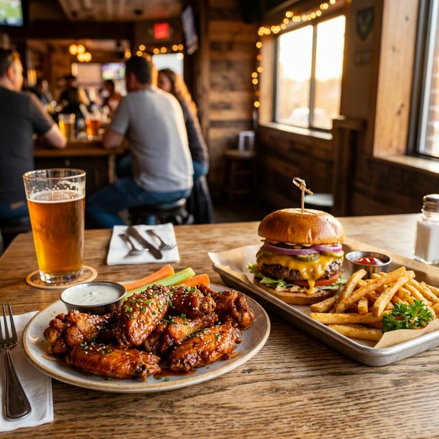 Featured Wings and Burger